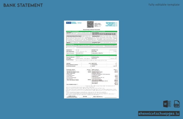 Kontoauszug der India Reliance General Insurance Company Limited (Word, 2 Seiten), Beispielvorschau